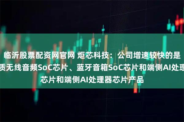 临沂股票配资网官网 炬芯科技：公司增速较快的是低延迟高音质无线音频SoC芯片、蓝牙音箱SoC芯片和端侧AI处理器芯片产品